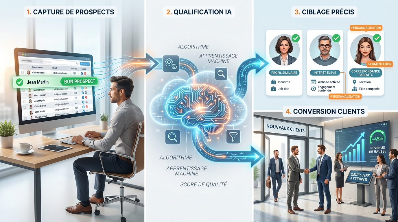 Illustration du workflow de qualification des acheteurs pour Meta Ads